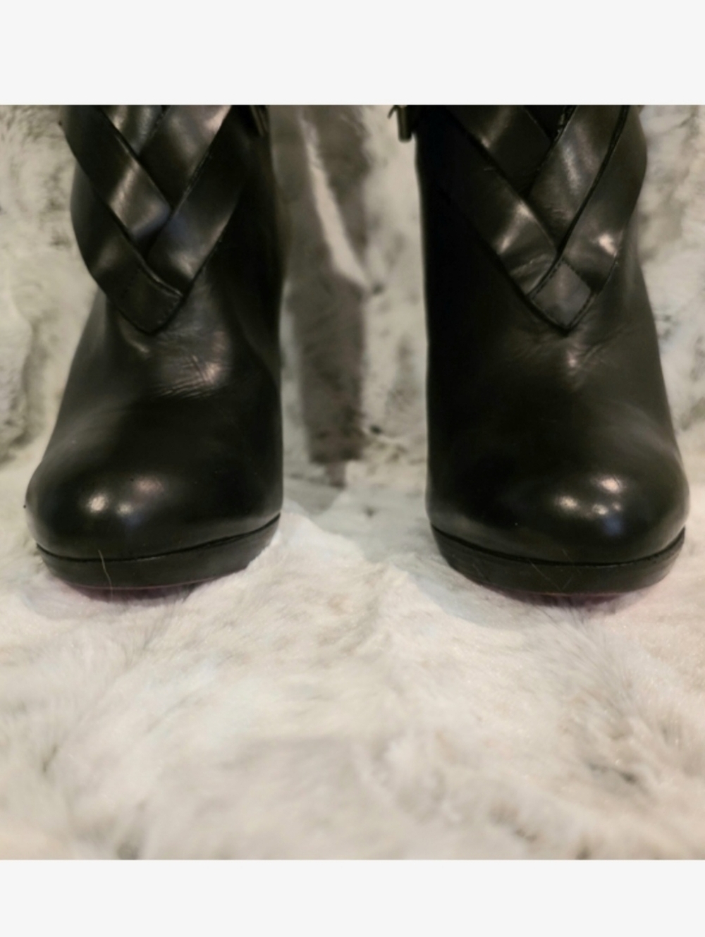 Christian Louboutin Black Leather High Heeled Boots with Silver Buckles EU 39 - Picture 8 of 13